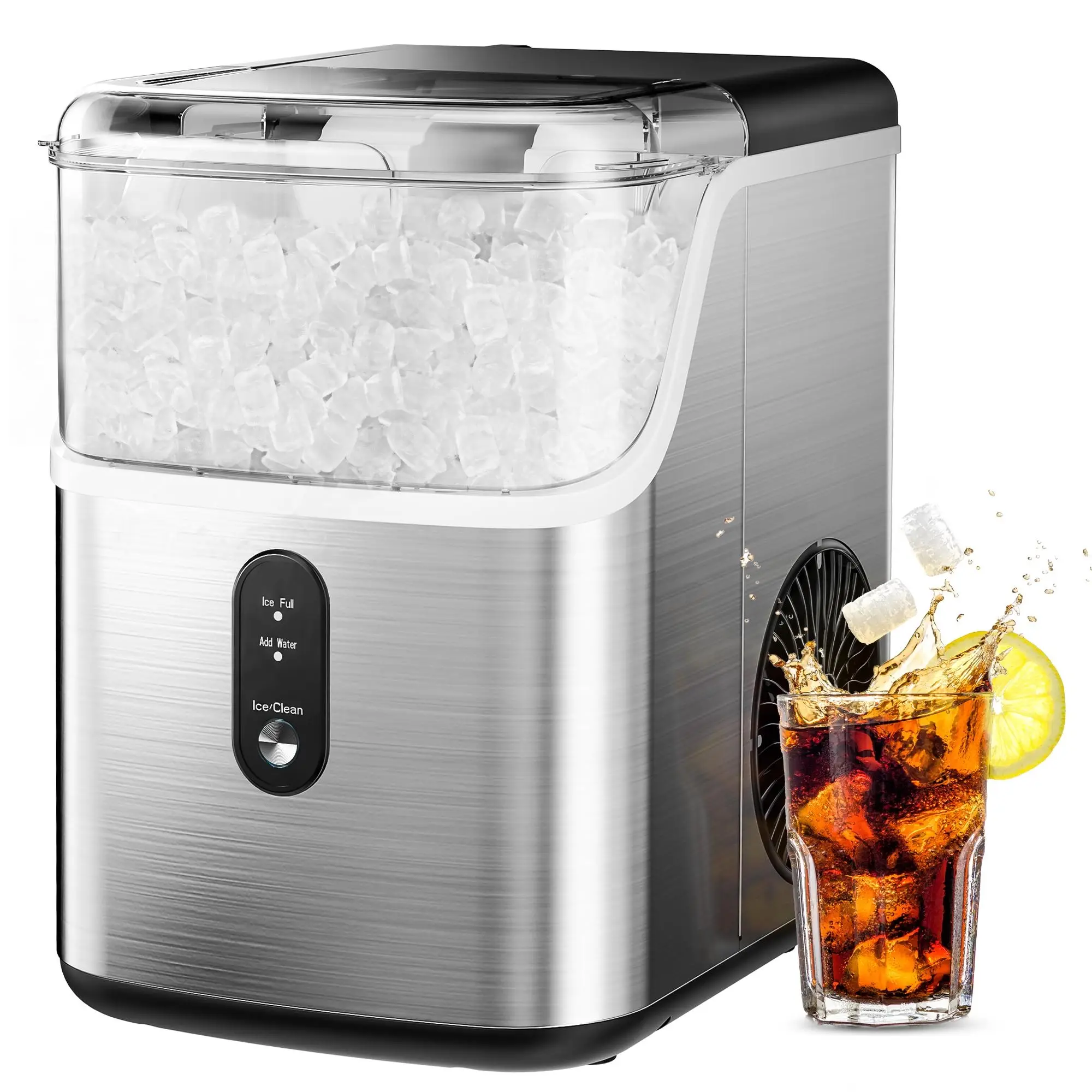 EUHOMY LSE：Nugget Ice Makers Countertop, Pebble Ice Maker Machine with 35lbs/24H Soft Ice, Self-Cleaning Sonic Ice Maker with Ice Scoop&Basket, Utens