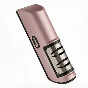 Electric Knife Sharpener, Portable 3-Stage Sharpening Tool, Automatic Kitchen Knife Sharpener for Straight & Serrated Knives, Compact & Rechargeable, Pink