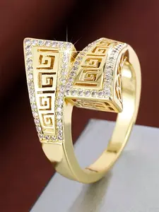 1 PC Fashion Cubic Zirconia Statement Ring For Women For Wedding Engagement Anniversary Party Jewelry Valentine's Day Gift Geometric Design Ring