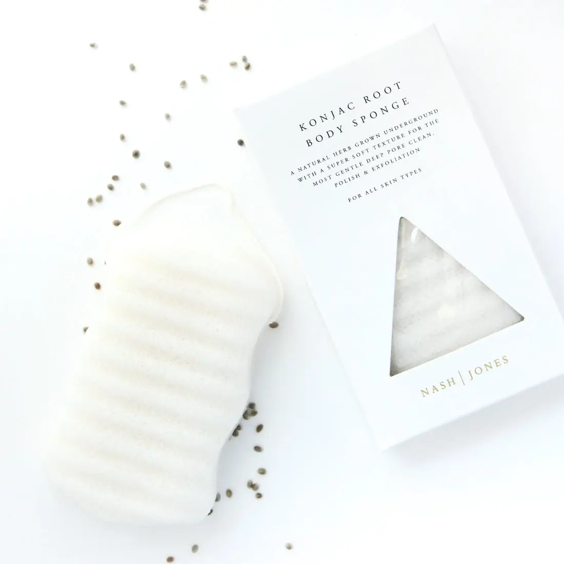 Nash Jones Konjac Root Body Sponge - Natural Herb for Gentle Cleansing & Dead Skin Cell Removal - Biodegradable & Eco-Friendly - Soft Texture for All Skin Types