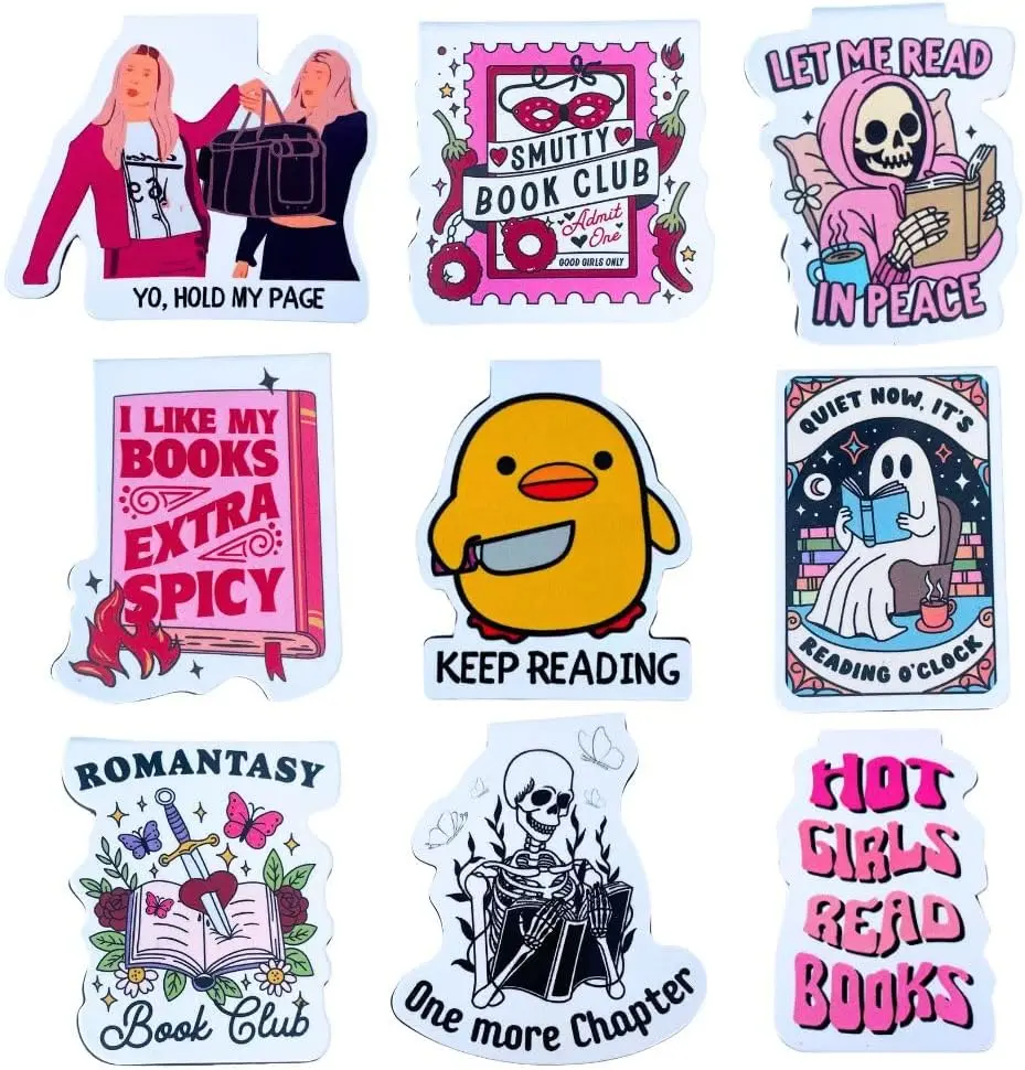 9PC Funny Magnetic Bookmarks | Fun Cute Magnet Book Marks Reading Lost Hot Girls Read Books You were Right Here for Women Work Adults Travel School Teacher Office Supplies Gifts