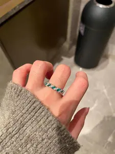 Green - Eternity Lab Diamond Ring, Rectangular Pav√© ring, diamond band, 5A Gemstone Jewelry, 925 Sterling Silver w/ real gold plating