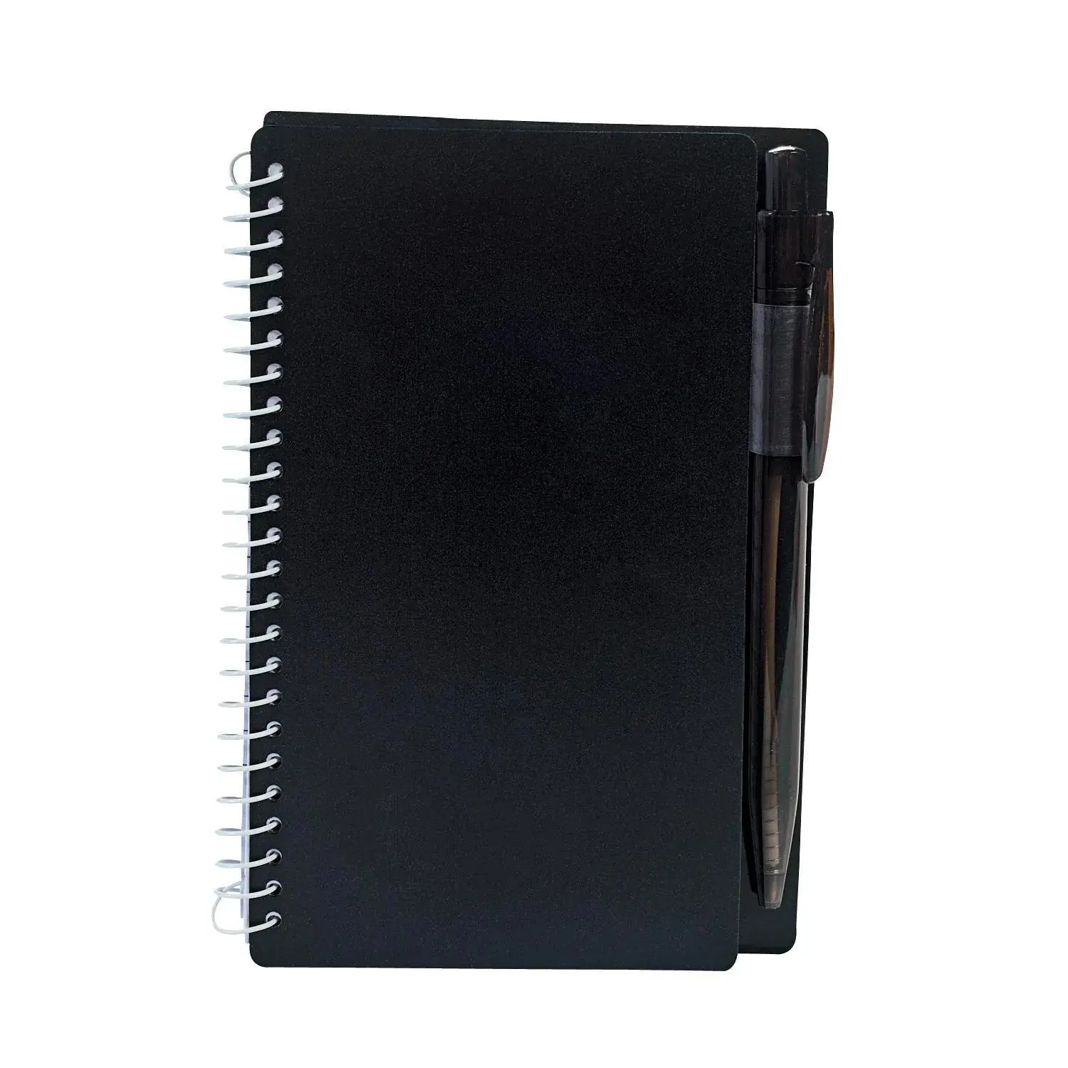 6" Black Spiral Paper Notebooks with Black Ink Pens - 12 Pc.