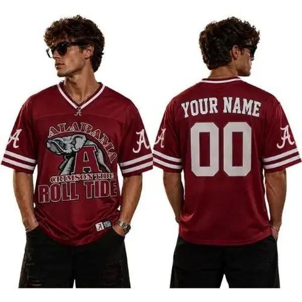 Custom Alabama Crimson Tide Football Jersey, Personalized Name & Number Roll Tide Fan Shirt, Men’s College Game Day Sportswear, Stadium Outfit & Football Fan Gift