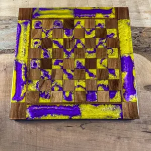 Purple Haze Vivid Yellow Walnut Chess Board (INCLUDES PIECES)