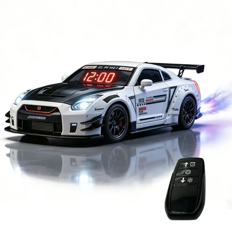 V8 Soundwave Sports Car Design Alarm Clock, USB Powered Clock, Desktop Decoration with Night Light, Gift for Car Enthusiasts