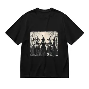 Vintage Witch Coven Graphic Tee - Retro Dark Academia Witches Gathering Oversized Shirt for Men Women, Gothic Halloween Casual Streetwear Top