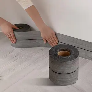 Wood Grain Self-Adhesive Baseboard Molding, 2 Rolls 3m X 10cm Floor Transition Strip, Door Frame Edge Covering Trim