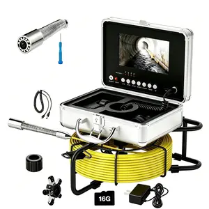 Sewer Camera 100ft, Drain Camera 7" with 23mm 1080P Probe, 16GB Audio & Video Record, IP68 Waterproof for Drain Pipe, Plumbing & Industrial Inspection, Endoscope Camera with Light(12 LEDs)