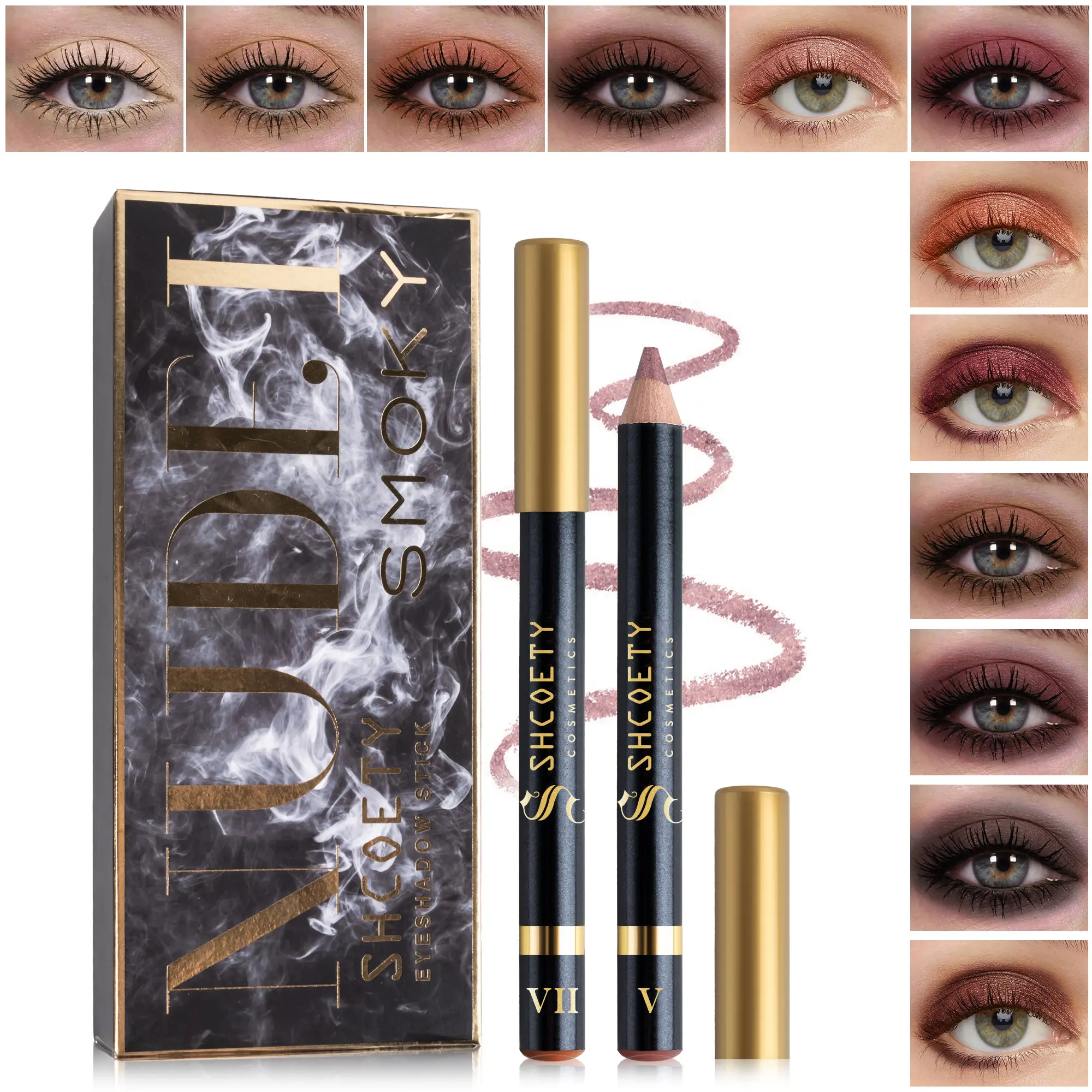 12-color pearlescent eyeshadow pen set without smudge with pencil sharpener eyeliner pen Makeup Kit Makeup Bundle Box freckle pen