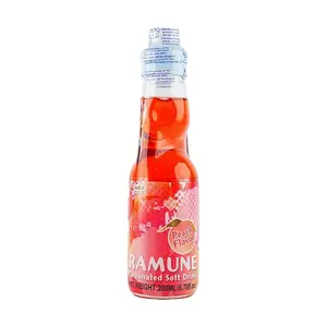MIZUHO Japanese Peach Flavored Ramune Soda - 200ml Bottle, Unique Marble Pop Top