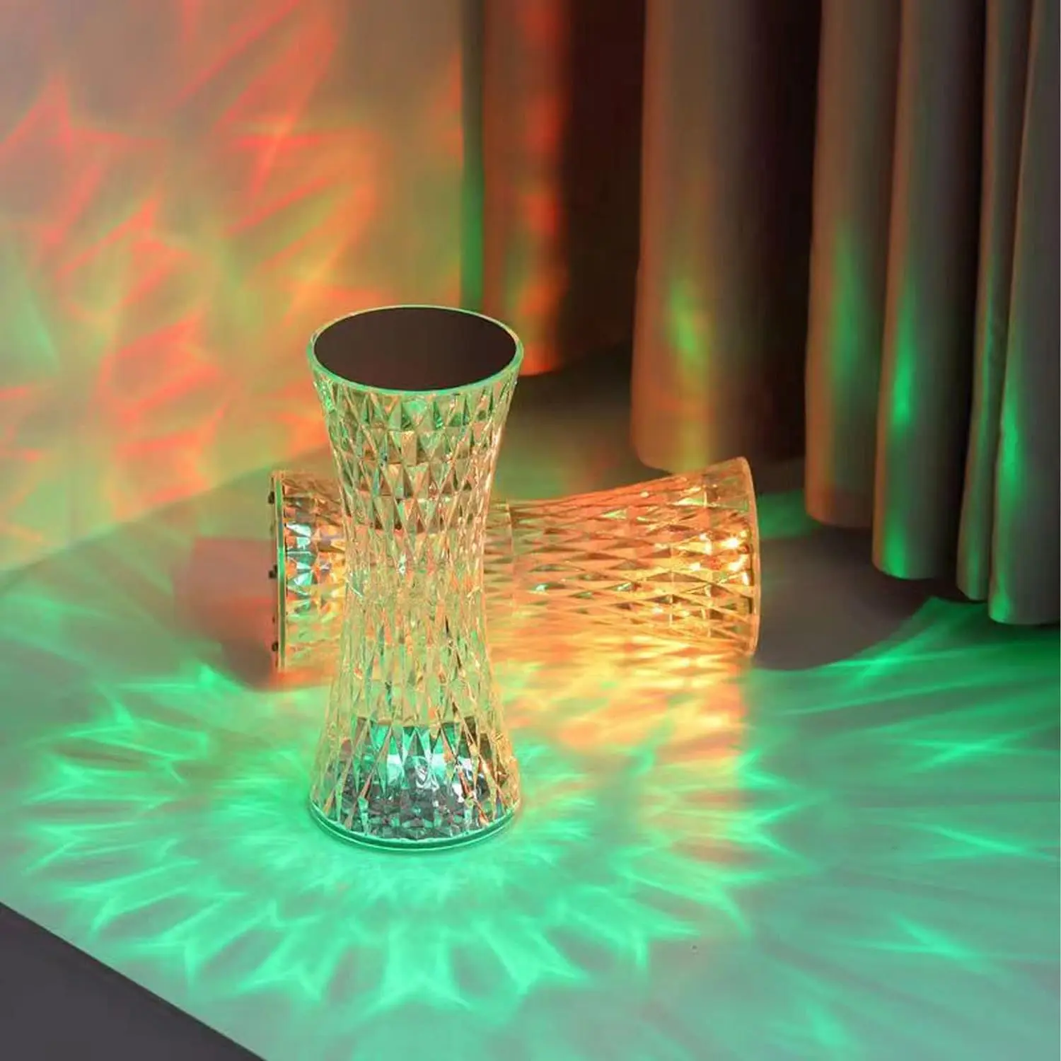 Crystal Diamond Small Waist Multifunctional LED Table Lamp - 16 Color Changing, Touch Control, USB Charge, Type C, Remote Control, 2000mAh, 12 Hours Runtime, ABS Plastic Art Deco Bedside Lamp for Bedroom, Party Decor, Night Light