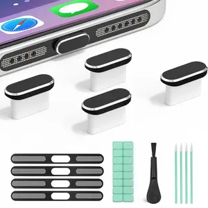 USB C Dust Plug & Speaker Dust Mesh,  4 Pack Type C  Port Covers for  17/17 Pro/17 Pro Max/16/16 Plus/16 Pro/16 Pro Max/15/15 Pro Max, Anti-Dust Phone Accessories (Black)