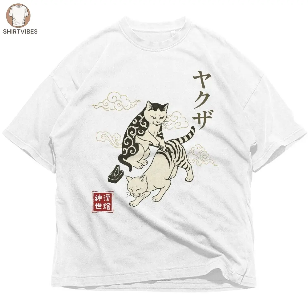 Cat Yakuza Ukiyo-E Japanese T-Shirt