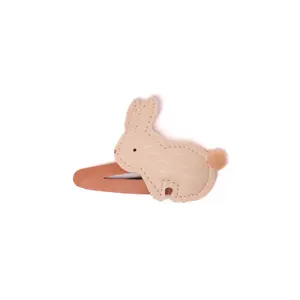 Leather Bunny Snap Clip with Pom-Pom Tail