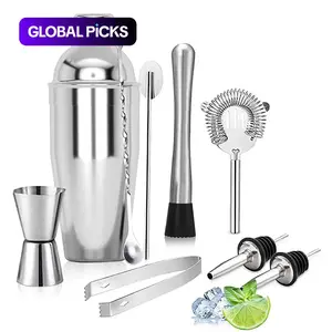 Stainless Steel Bar Utensils Set, 5/6/9 Counts Including Shaker Cup & Mixing Stick & Spoon & Clip & Other Accessories, Bar Utensils for Home Party #GLOBAL PICKS