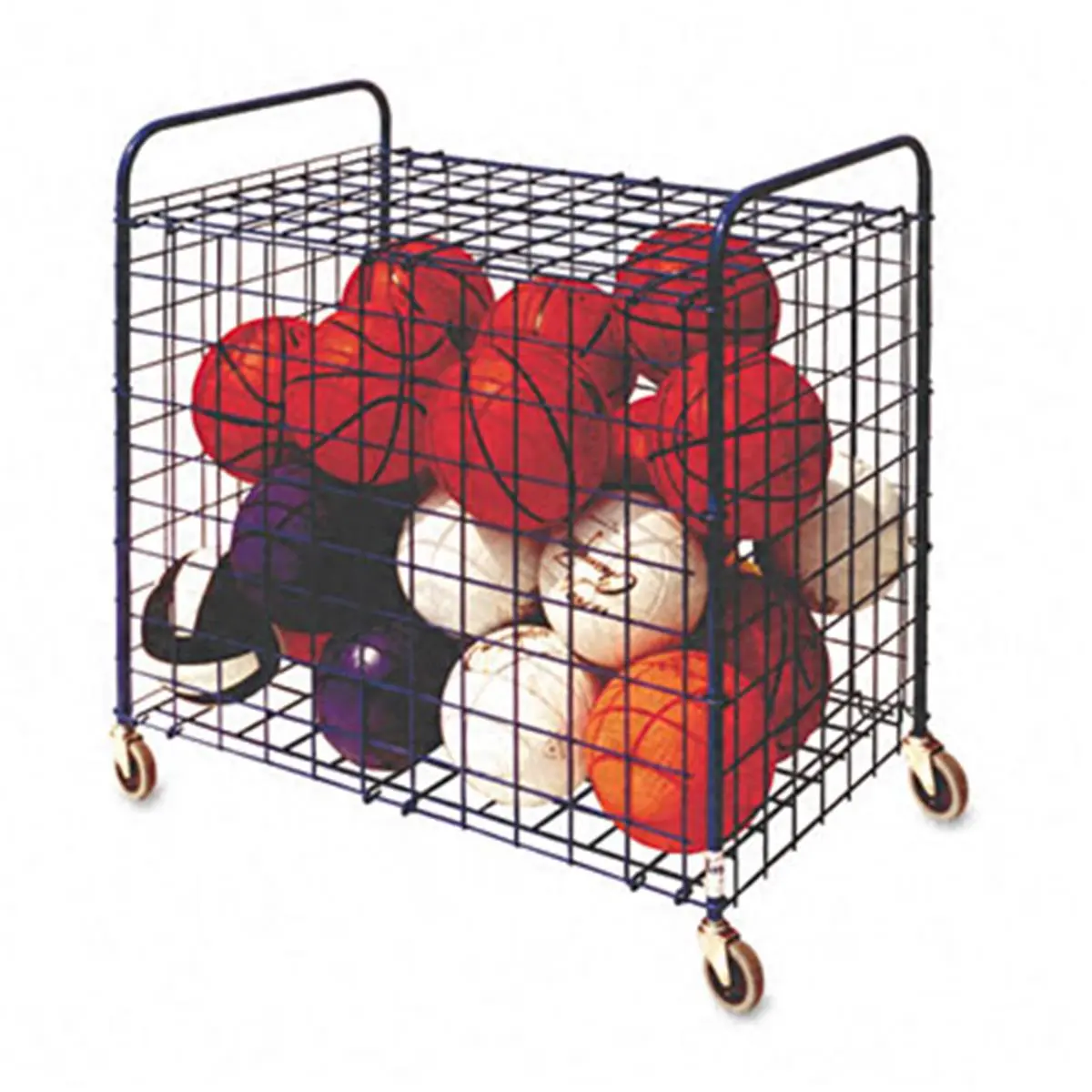 Champion Sport All Steel LFX Lockable Storage Cart - 24-Ball Capacity, Hinged Cover, Black for Tennis & Sports