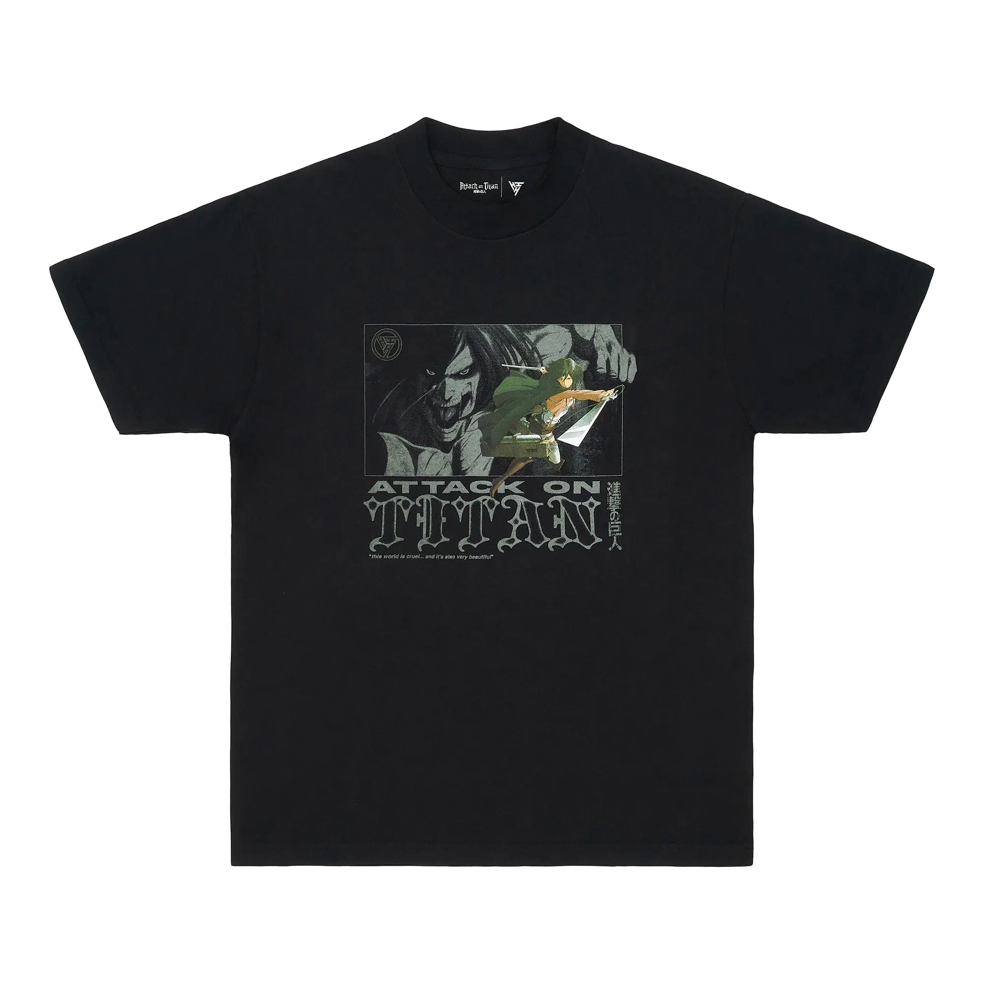Eren & Mikasa Graphic T-Shirt for Men, Officially Licensed AOT Anime Design in 100% Cotton, Round Neck Top with True to Size Fit, Tshirt, Shortsleeve, Menswear, Attack On Titan, Casual, Graphic Print, Clothes, Crew Neck, Officially Licensed Collaboration