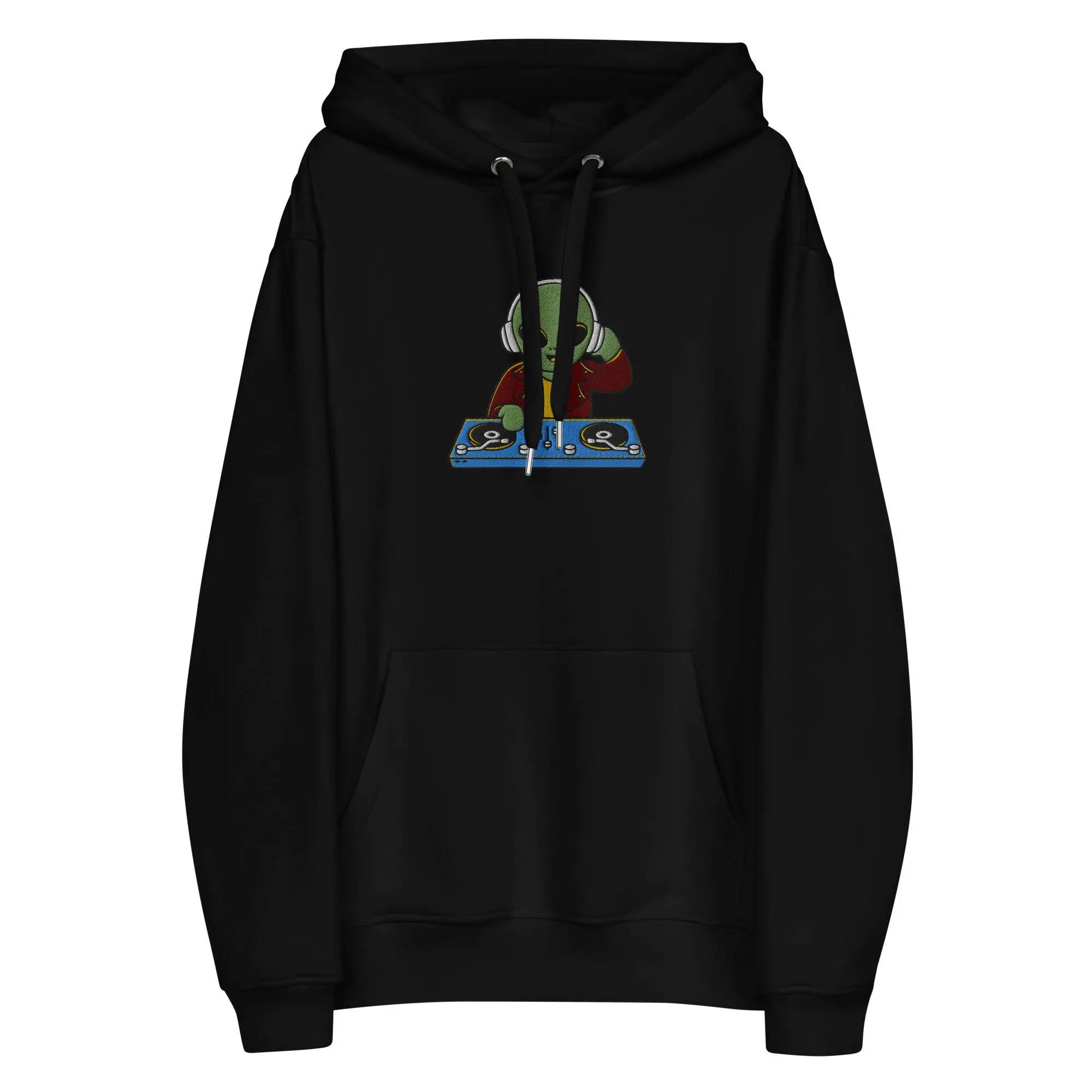 alien disc jockey embroidery | women's premium eco hoodie