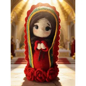 Handmade Crochet Our Lady of Guadalupe Virgin Mary Doll Religious Catholic Gift Home Decor Amigurumi Faith Lovers Catholic Home Altar Decoration Soft Yarn 100% Handmade Craft New Space Protection