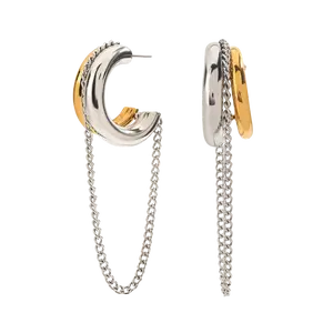 Mixed Metals Hoop Chain Earring