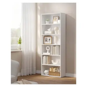 Bookshelf, 6-Tier Bookcase, Book Shelf Furniture, Open Storage Shelves, Room Decor, For Living Room, Home Office, Dinning Room,  9.4 X 23.6 X 63.3 Inches, Cloud White