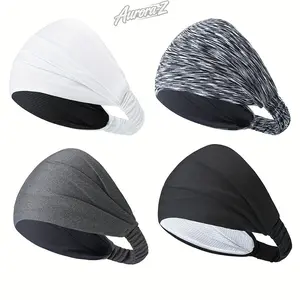 2/4 Pack Men's Sports Headband, Soft Elastic Non-Tight Double Layer Breathable Sweat Wicking Headband, Moisture Absorbing For Running Gym Basketball Yoga Daily Wear