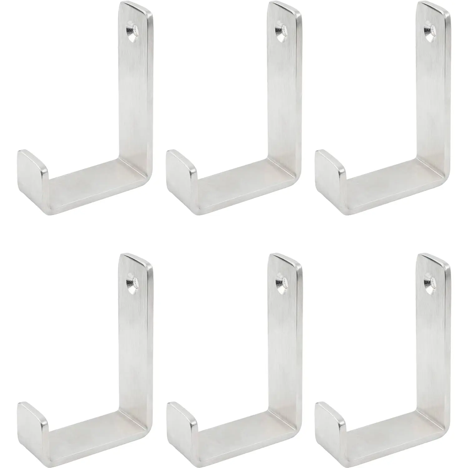 6pcs Stainless Steel Wall Mount Hanging Hooks - Heavy-Duty Workshop & Shed Hooks, Easy-to-Install for Towels, Backpacks, Clothes, Closet Use, Delivering Clean Look for Bathroom, RV