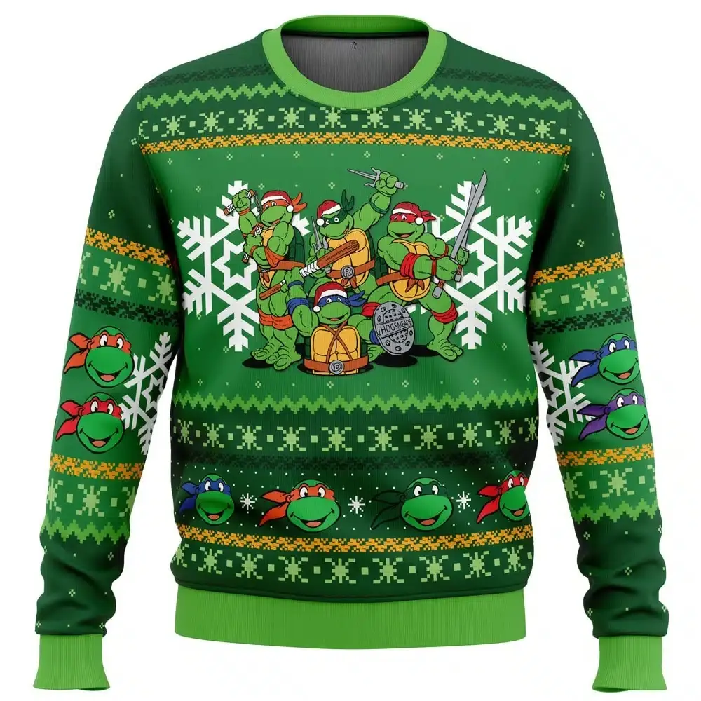 Funny Turtle Christmas Ugly Sweater, Holiday Graphic Knit Pullover, Cozy Winter Crewneck Sweatshirt for Men and Women, Festive Xmas Party Sweater, Soft Casual Christmas Gift, Winter Holiday Apparel