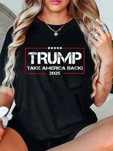100% Cotton Unisex Donald Trump 2025 Take America Back Election - The Return T-Shirt Classic Fashion Womens Mens Apparel
