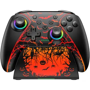 ESYWEN Switch 2 Controller for Nintendo Switch 2/Switch/OLED/Lite Controllers, Wireless Switch Controller with Charging Dock, RGB Switch Pro Controller with Hall Effect, Programmable, Turbo and Vibration, Pumpkin Glow
