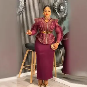 2025 Spring African Clothes for Women Fashion long sleeve polyester Dashiki Ankara Outfit Robe Plus Size Wedding Party Dresses