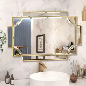 Gold Bathroom Mirror for Wall, 24"x36" Rectangle Vanity Mirror, Modern Wall Decor Mirror for Entryway, Living Room, Bedroom (Horizontal/Vertical)
