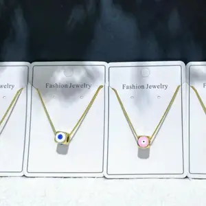 Personalized Evil Eye Necklace Dainty Blue Eye Charm Layering Chain Necklace for Girls Stainless Steel Hypoallergenic Jewelry