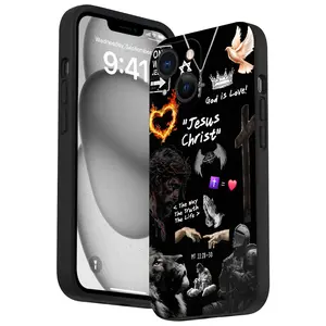 Straight Edge Jesus Christ Pattern Phone Case for iPhone 16 15 14 Pro Max 13 12 11 XR XS Plus Shockproof Full Camera Protection Durable slim Silicone Cover Smartphone Protective