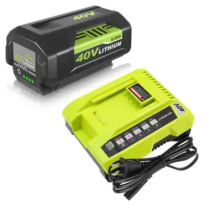 6000mAh OP40601 Replacement Battery and Charger for Ryobi 40V Battery OP4050A OP4040 OP4030 OP4026A OP40201 ZROP4026 Battery Compatible with Ryobi Battery 40 Volt Cordless Power Tool 【40V 6.0Ah】 lithium battery
