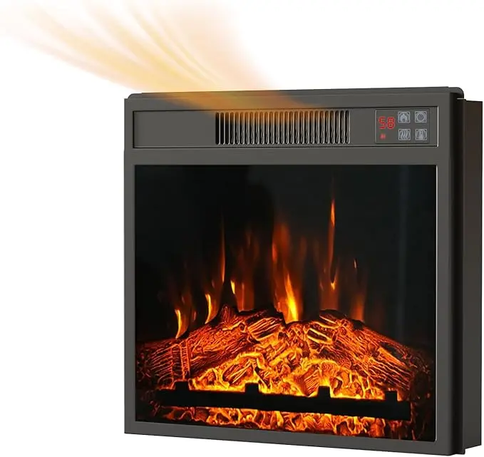 [Summergarden] Vabches Recessed Electric Fireplace Insert - Heating Heater with Low Noise, Remote Control with Timer, Touch Screen, Adjustable Flame Brightness