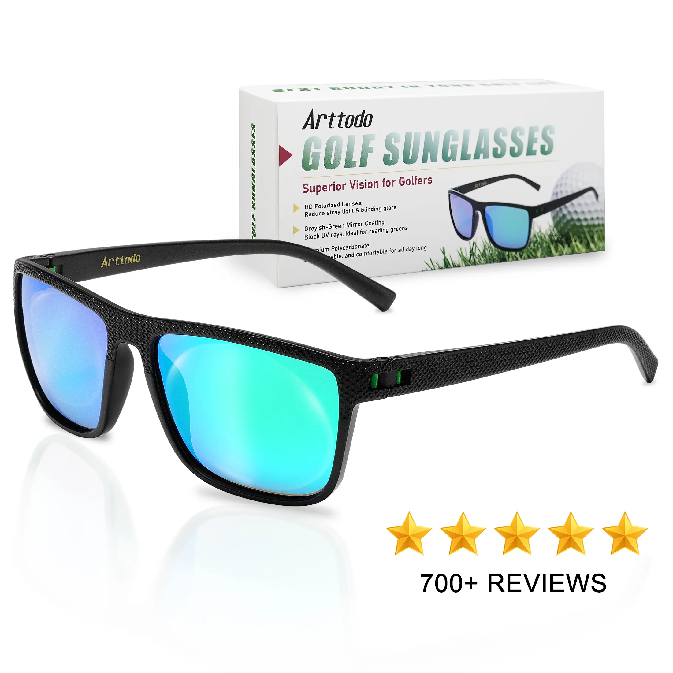 Arttodo UV Polarized Golf Sunglasses for Men, Lightweight Sunglasses with UV Protection for Golfer, Golf Accessories for Man, Golf Gift For Him