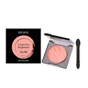 EELHOE Under Eye Brightener, 4 Colors Concealer Brighten Correct Dullness, Lightweight Long-Lasting Non-Caking, Eye Special Makeup Cream With Brush