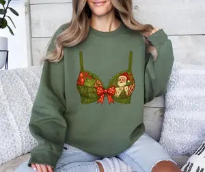 Santa's Bra Sweater, Christmas, Funny, Ugly, Holiday Sweatshirt