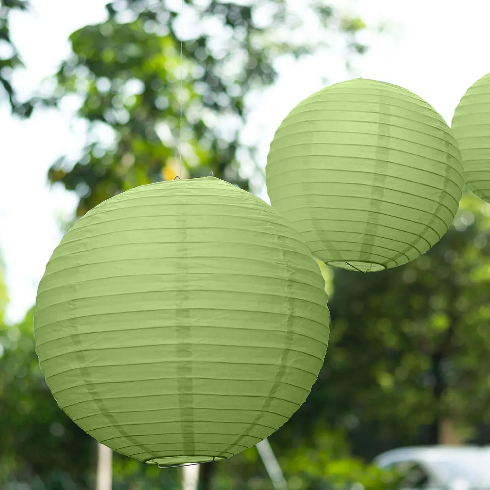 Sage Green Hanging Paper Lanterns Set (8 Pieces, Assorted Sizes: 6in, 8in, 10in, 14in) - Round Chinese Decorative Lanterns for Party Supplies