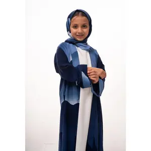 Ombré Elegance Girls Abaya Set - Blue