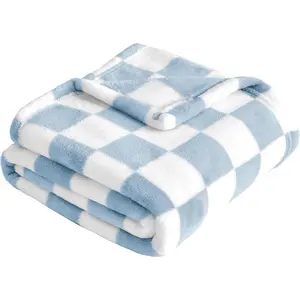 Checkered Baby Blanket Fleece Baby Blankets for Boys, Ultra Soft Cozy Fluffy Infant Toddler Newborn Receiving Blankets for Crib Stroller, 30''x40'', Blue