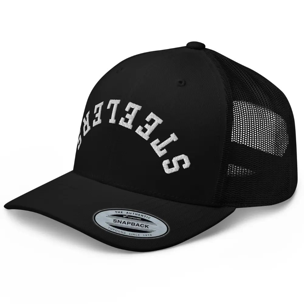 RIVEMUG NX Upside Down Steelers Embroidered Curved Bill Trucker Hat Mid Crown Adjustable Cap for Men and Women