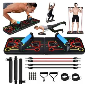 Push-up board, home gym, portable fitness equipment, Pilates bar, and 20 fitness accessories, including resistance bands and an ab wheel, for full-body workouts at home
