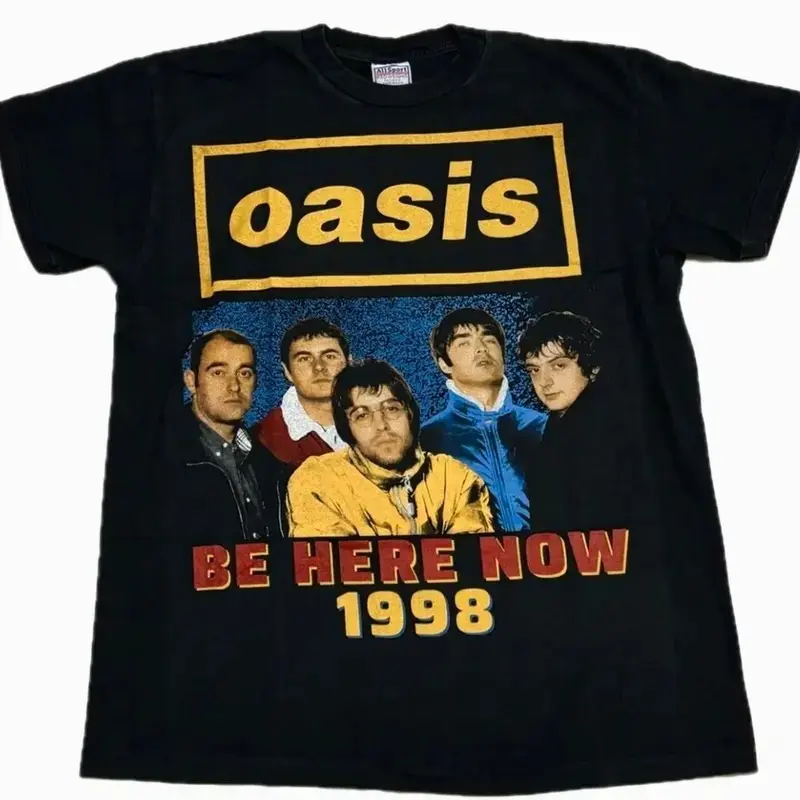 Oasis Vintage 90s Britpop Rock Graphic Tee G5000 Heavyweight Cotton Crewneck T-Shirt Retro 1998 Album Cover Music Aesthetic Streetwear Top Casual Gift for Music Lovers
