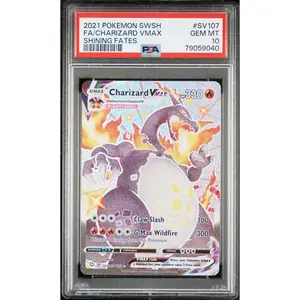 2021 Pokemon Sword & Shield Shining Fates Fa/Charizard Vmax 10 PSA #SV107