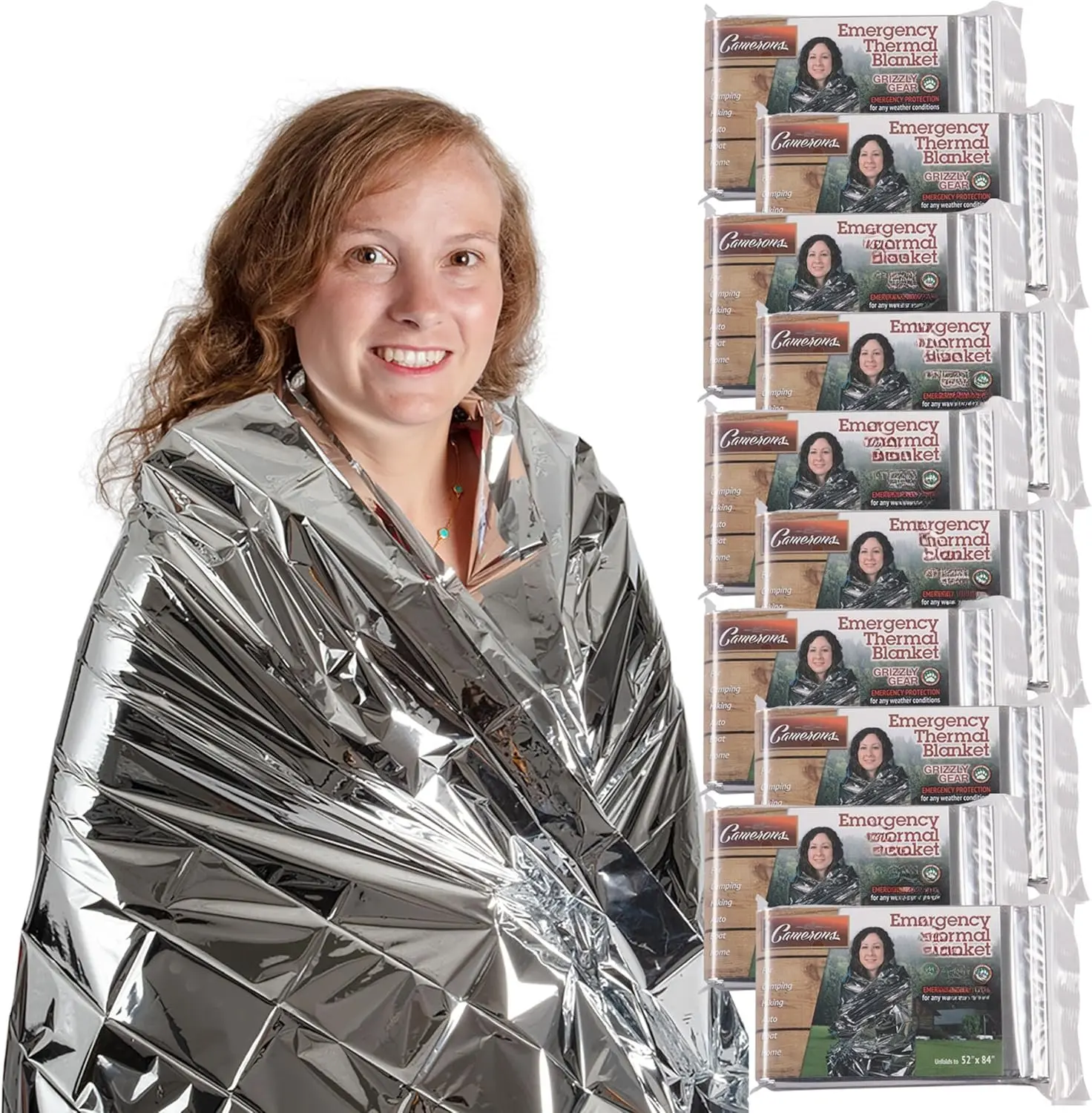 10-Pack Mylar Thermal Emergency Blankets Kit - Lightweight, Foldable, High-Tenacity, Portable, Individually-Packaged, Tear&Puncture-Resistant Heat-Insulating Camping Blanket for Hiking, Backpacking - Bug-Out Bag Essential