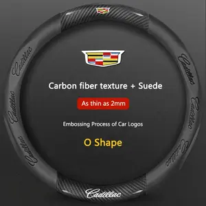 Cadillac Suede Carbon Fiber Steering Wheel Cover, Fits Escalade Esv Ct4 Ct5 Ct6 Xt4 Xt5 Xt6 Lyriq Ats Cts Srx XLR, Premium Car Accessory, Vehicle