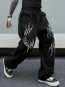 Men's printed straight-leg trousers, comfortable and relaxed fit, with pockets, suitable for all seasons, casual and stylish, making them the perfect holiday gift choice.